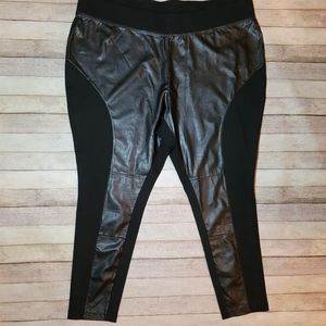 Ashro black leggings with hints of faux leather size 3X plus size fashion
